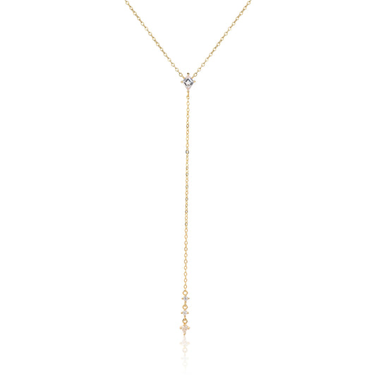 שרשרת נופלת מצופת זהב 14K משובצת זרקונים