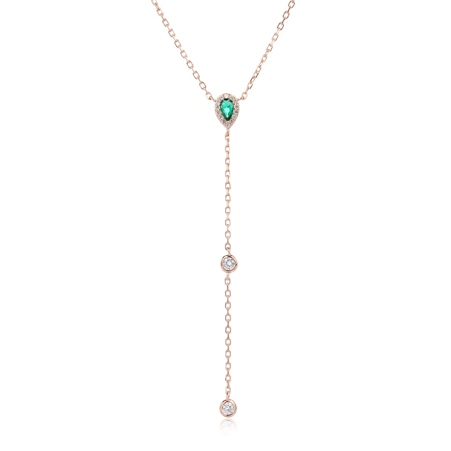 שרשרת רוז גולד נופלת משובצת זרקונים