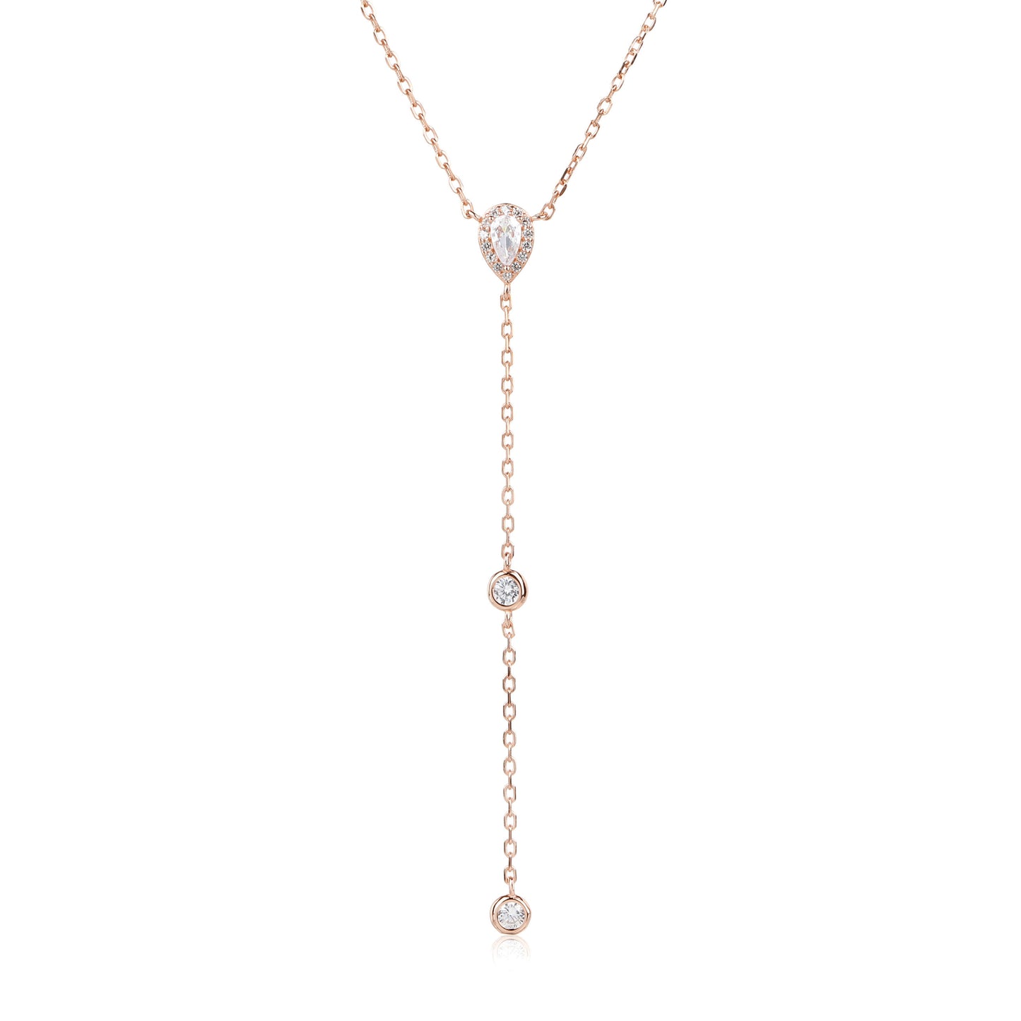 שרשרת רוז גולד נופלת משובצת זרקונים