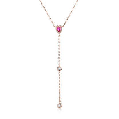 שרשרת רוז גולד נופלת משובצת זרקונים