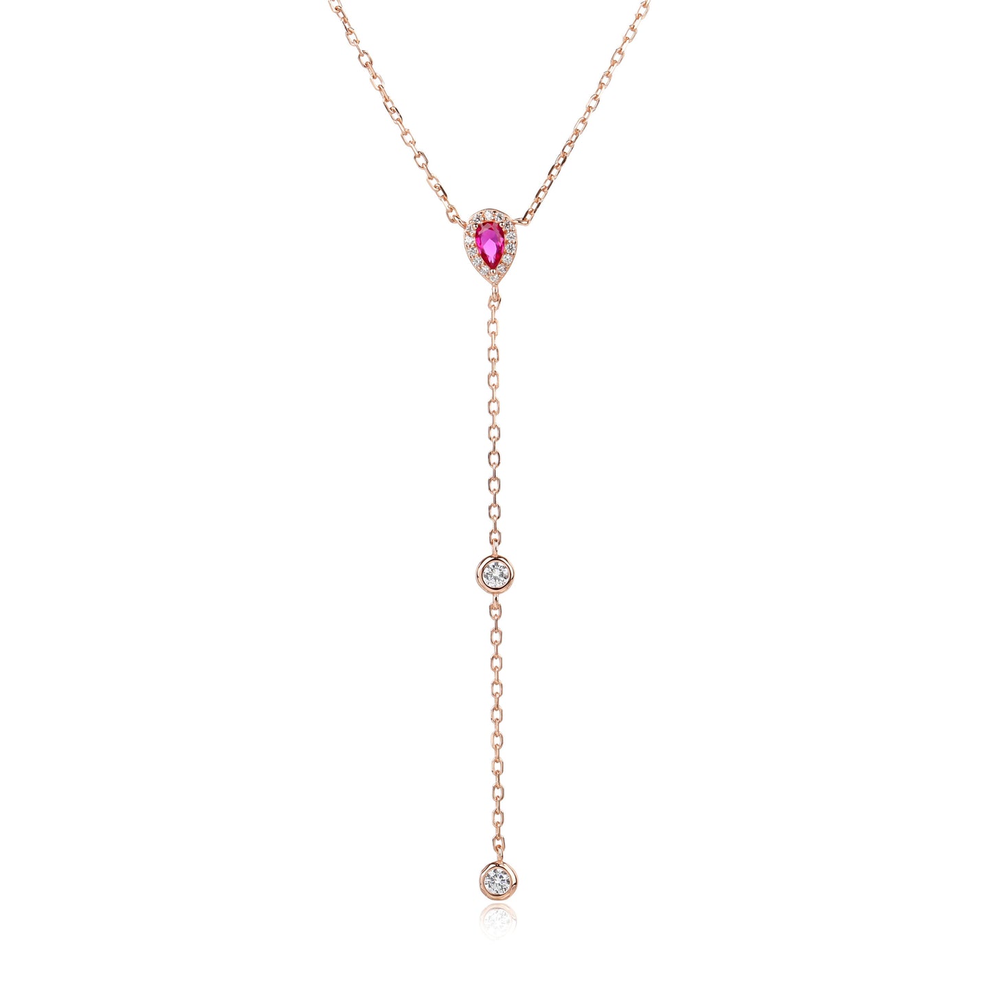 שרשרת רוז גולד נופלת משובצת זרקונים