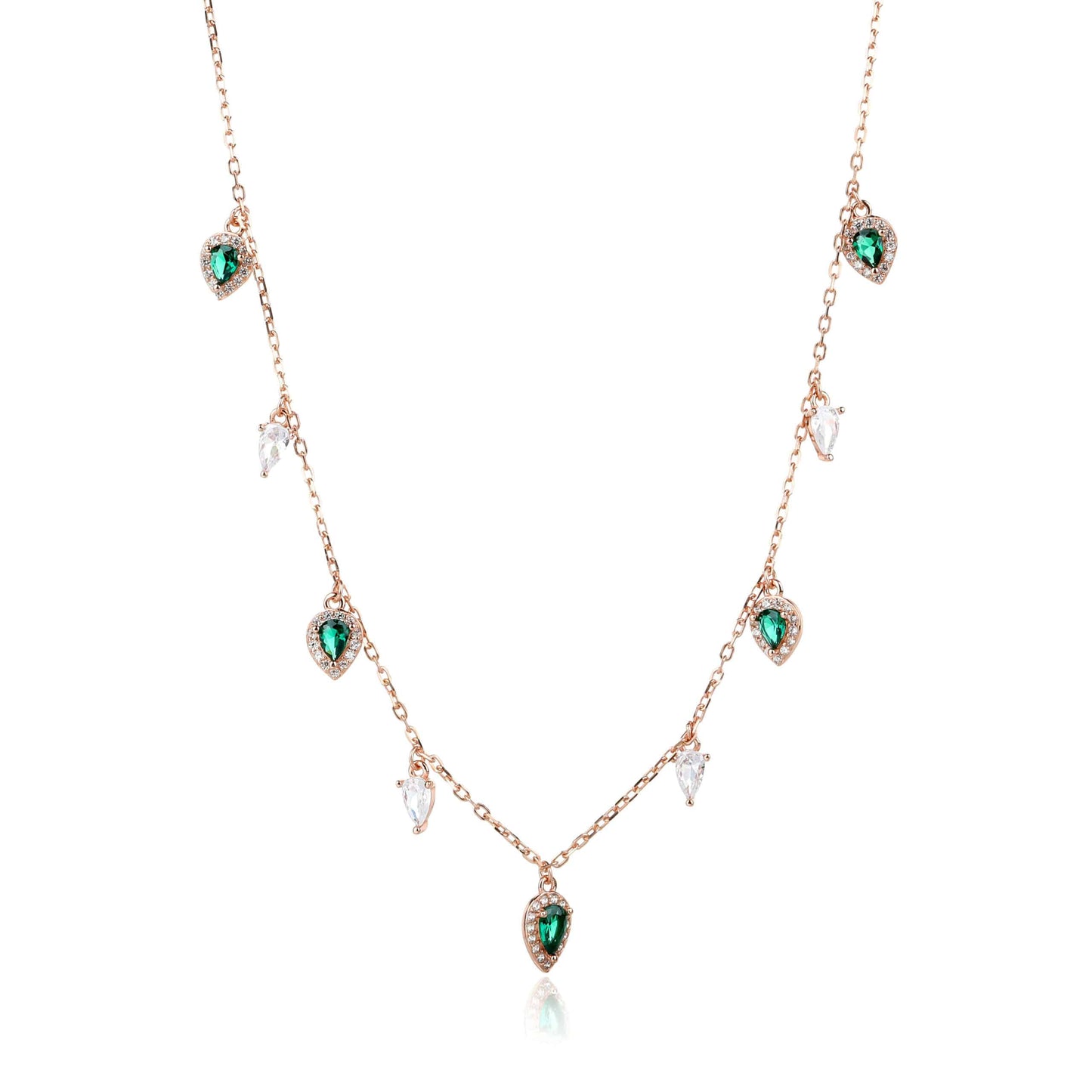 שרשרת צ'וקר רוז גולד משובצת זרקונים