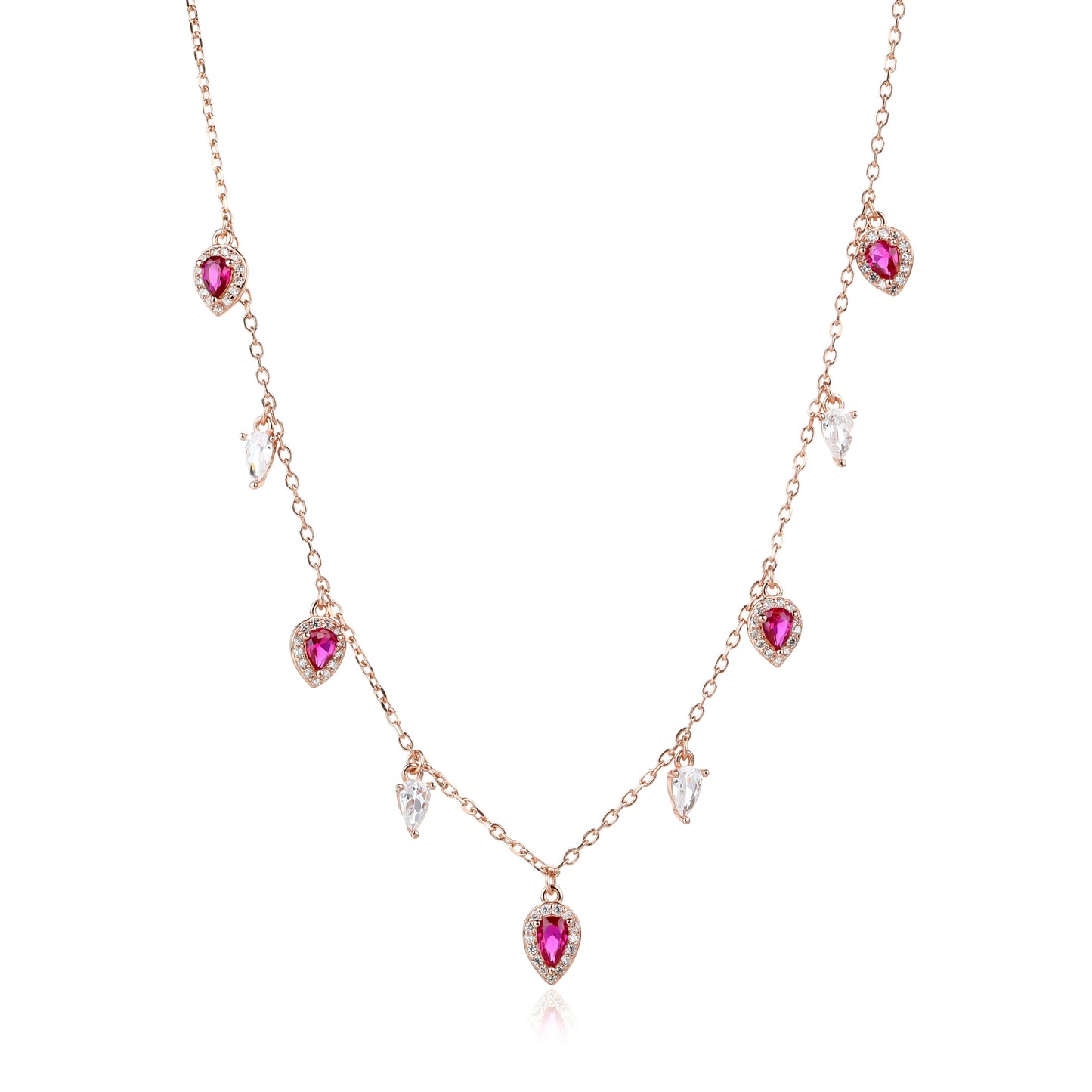 שרשרת צ'וקר רוז גולד משובצת זרקונים