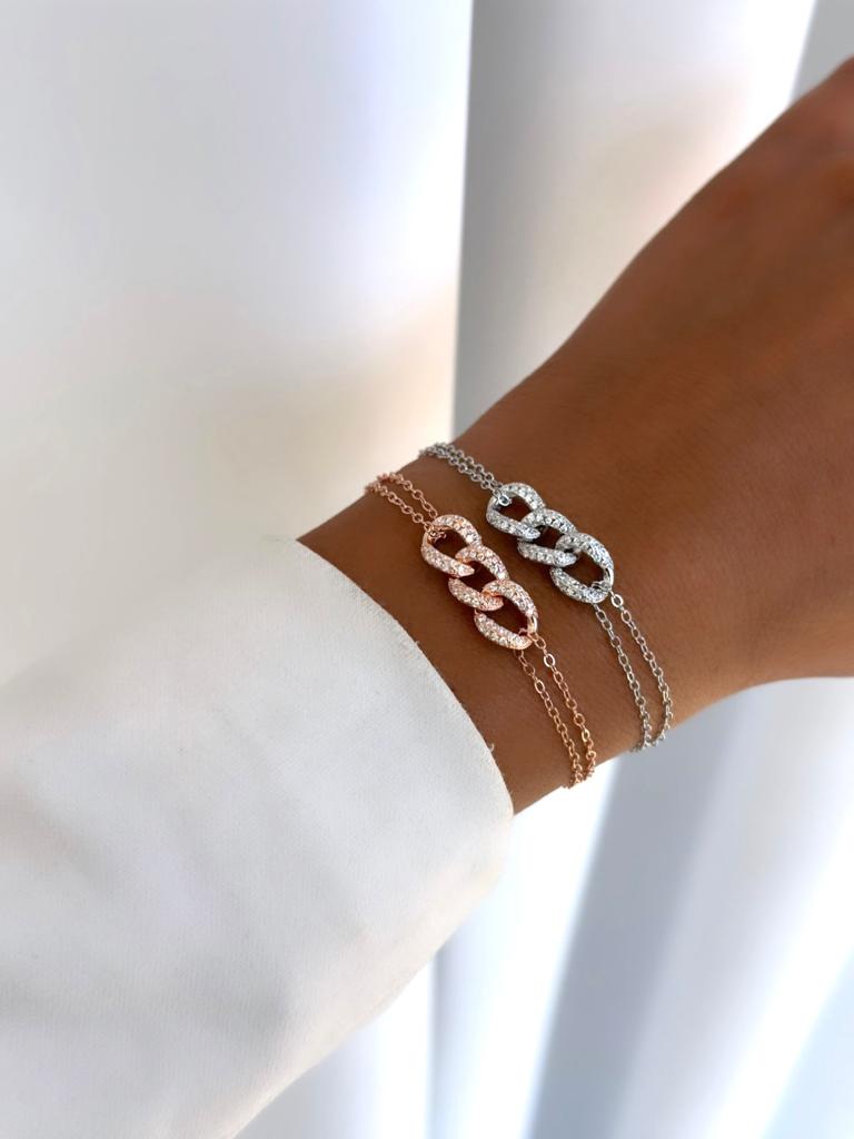 צמיד רוז גולד משובץ זרקונים