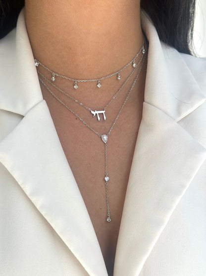 שרשרת כסף נופלת משובצת זרקונים